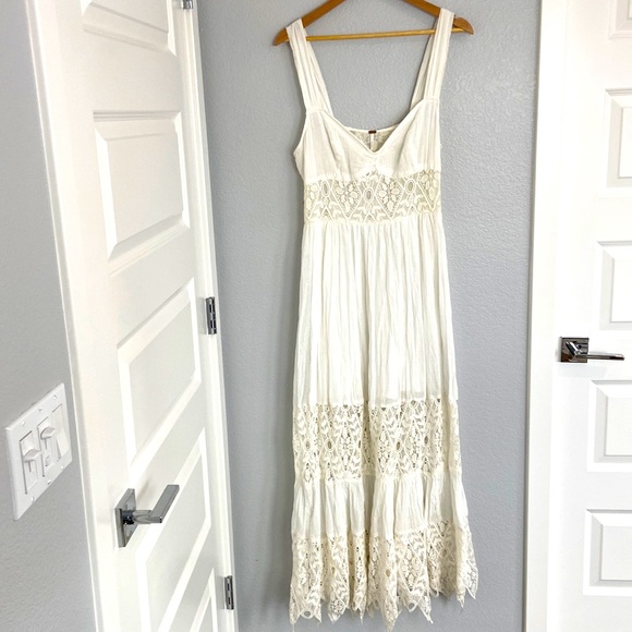 Free People Crochet Lace Cream/Ivory Maxi Dress - Picture 2 of 16